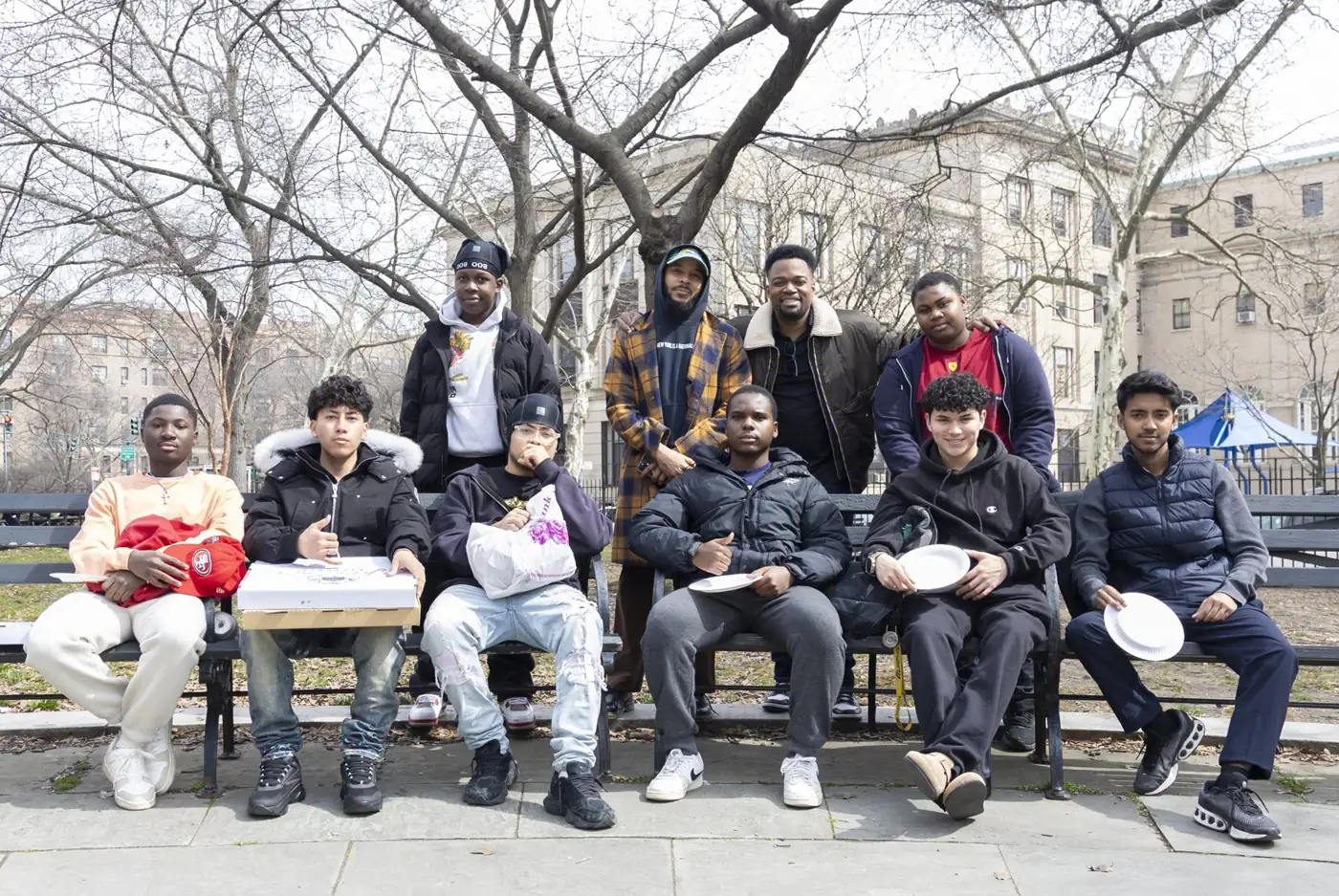 Godfrey Moye with a group of young people outdoors